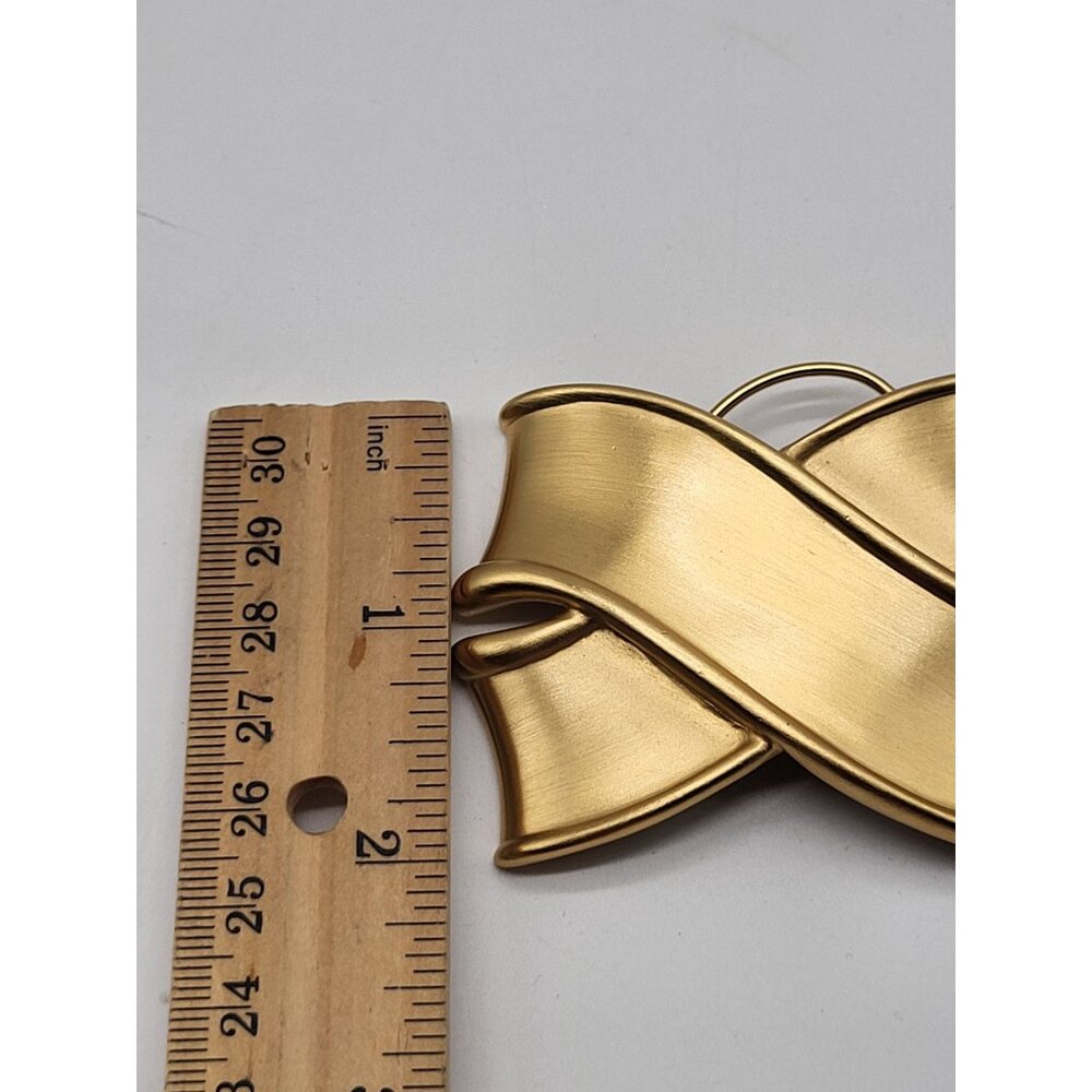 Monet Large X Statement Brushed Gold Tone Scarf Clip Vintage Classic - Picture 7 of 7